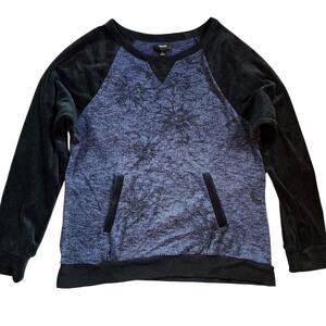 Simply Vera Wang Womens Pullover Sweater Size L Blue Raglan Sleeve Pouch Pocket